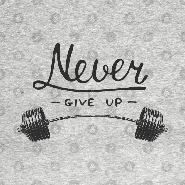 Never Give Up Motivational Sport Lettering Quote by Mia_Akimo